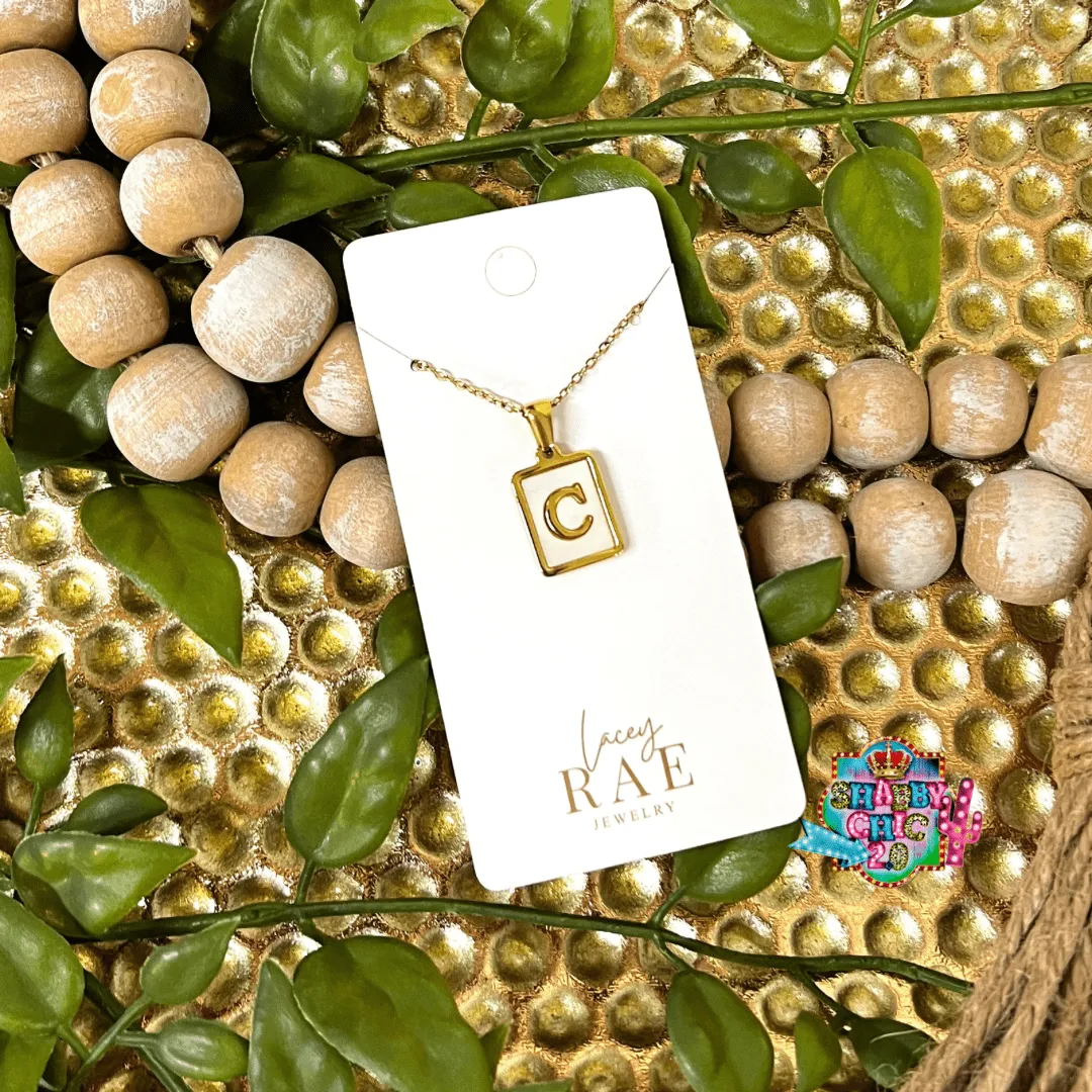 Gold and Mother of Pearl Initial Necklace