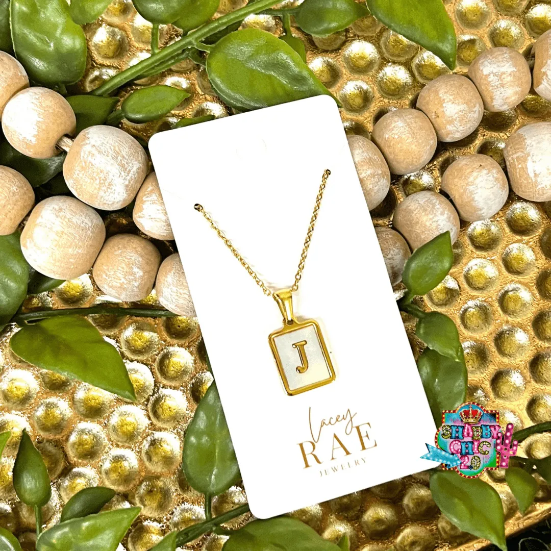 Gold and Mother of Pearl Initial Necklace