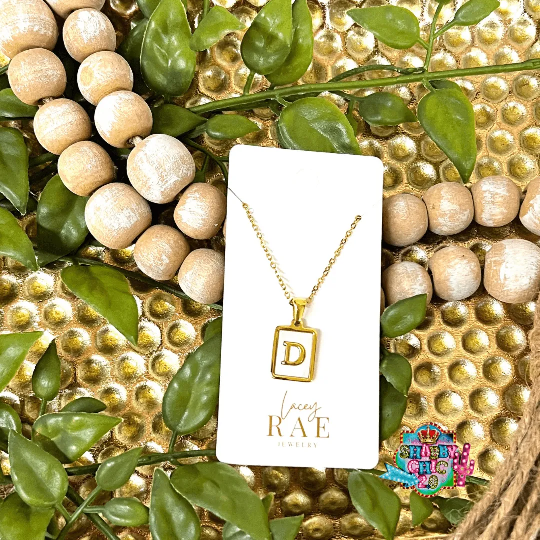 Gold and Mother of Pearl Initial Necklace