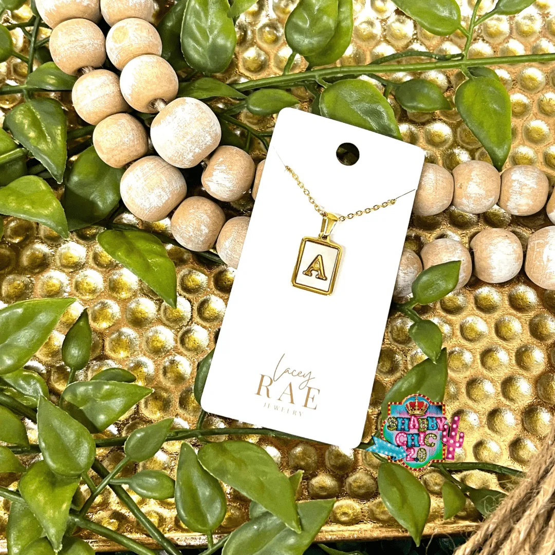 Gold and Mother of Pearl Initial Necklace