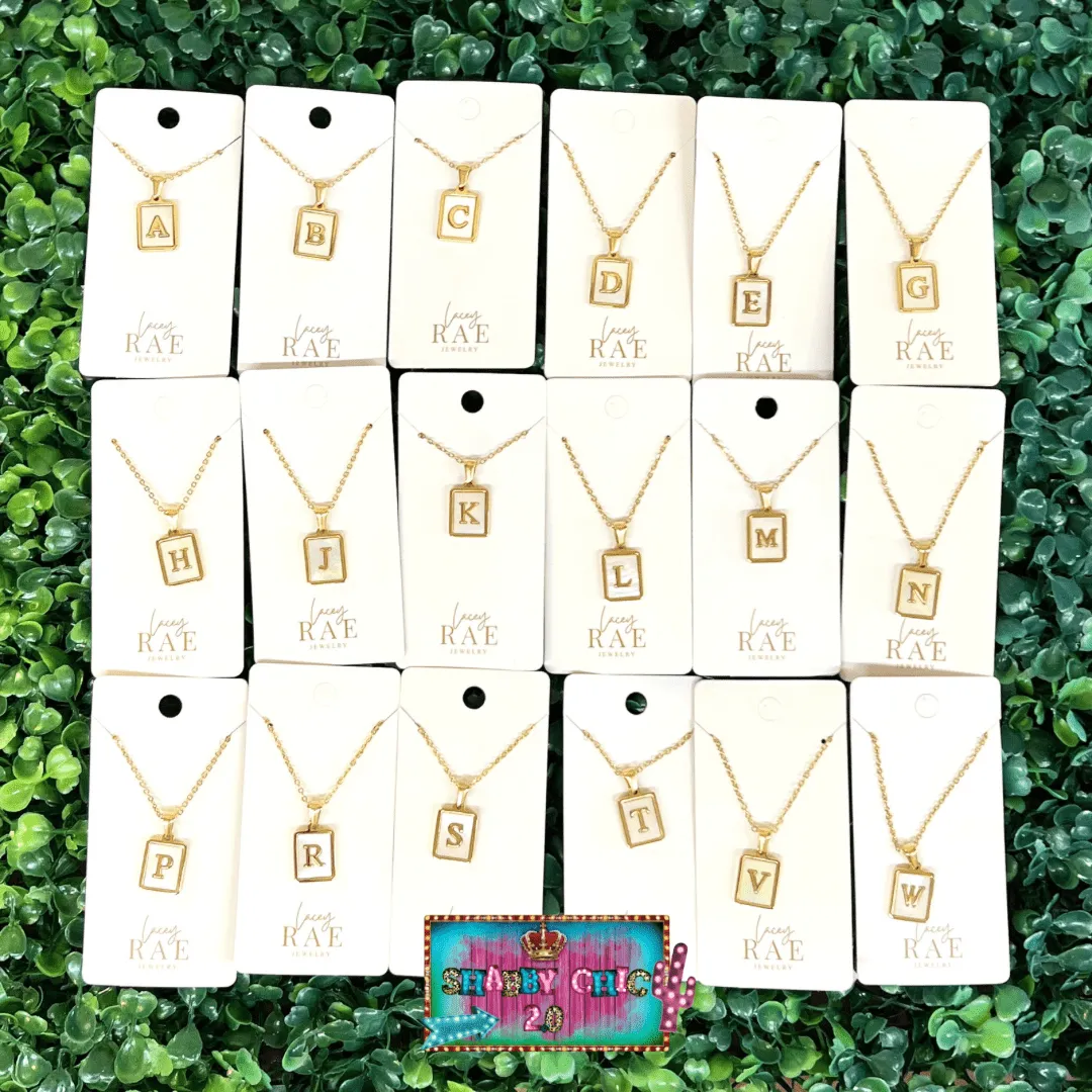 Gold and Mother of Pearl Initial Necklace