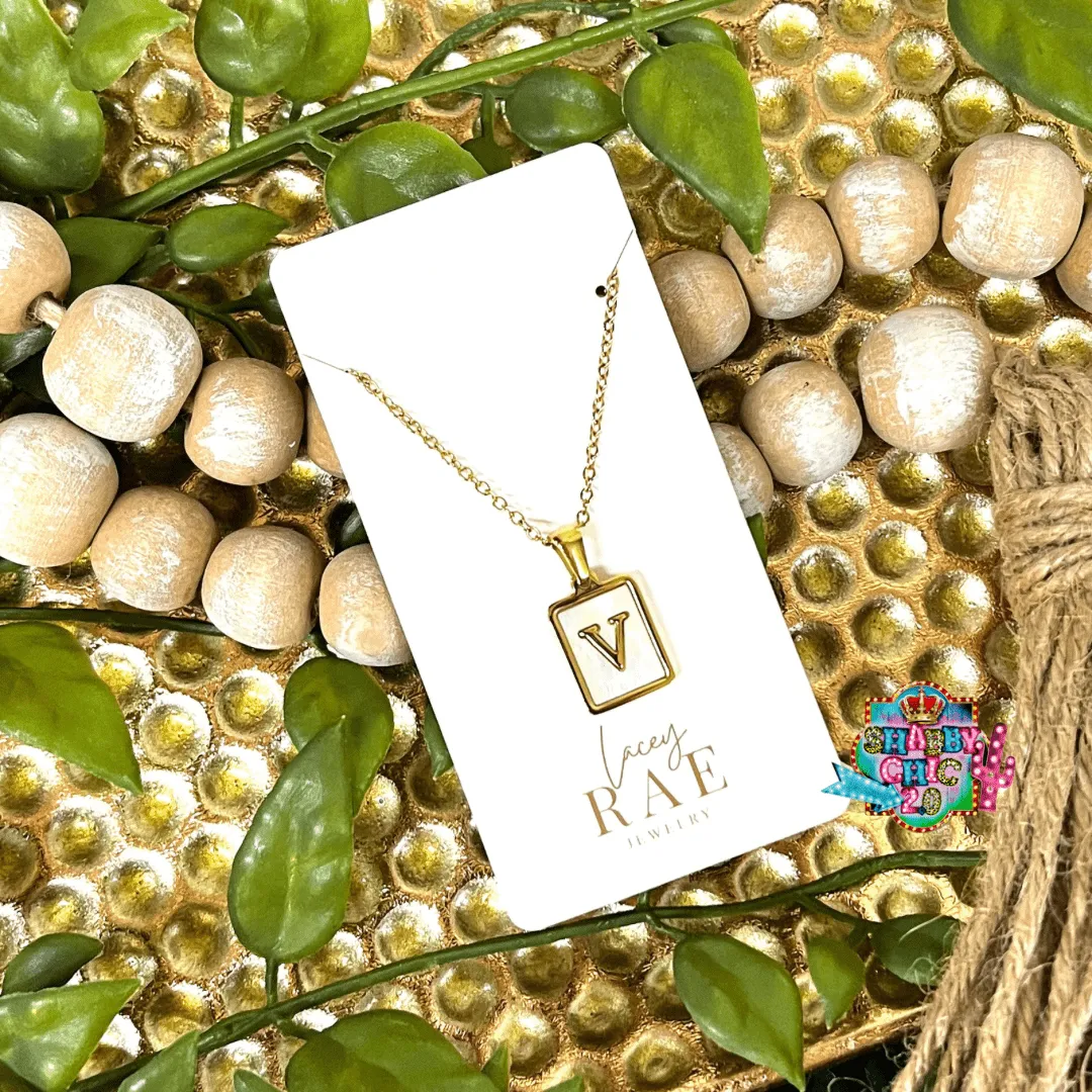 Gold and Mother of Pearl Initial Necklace