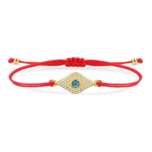 Gold Blue Evil Eye Charm Red String Protection Bracelet