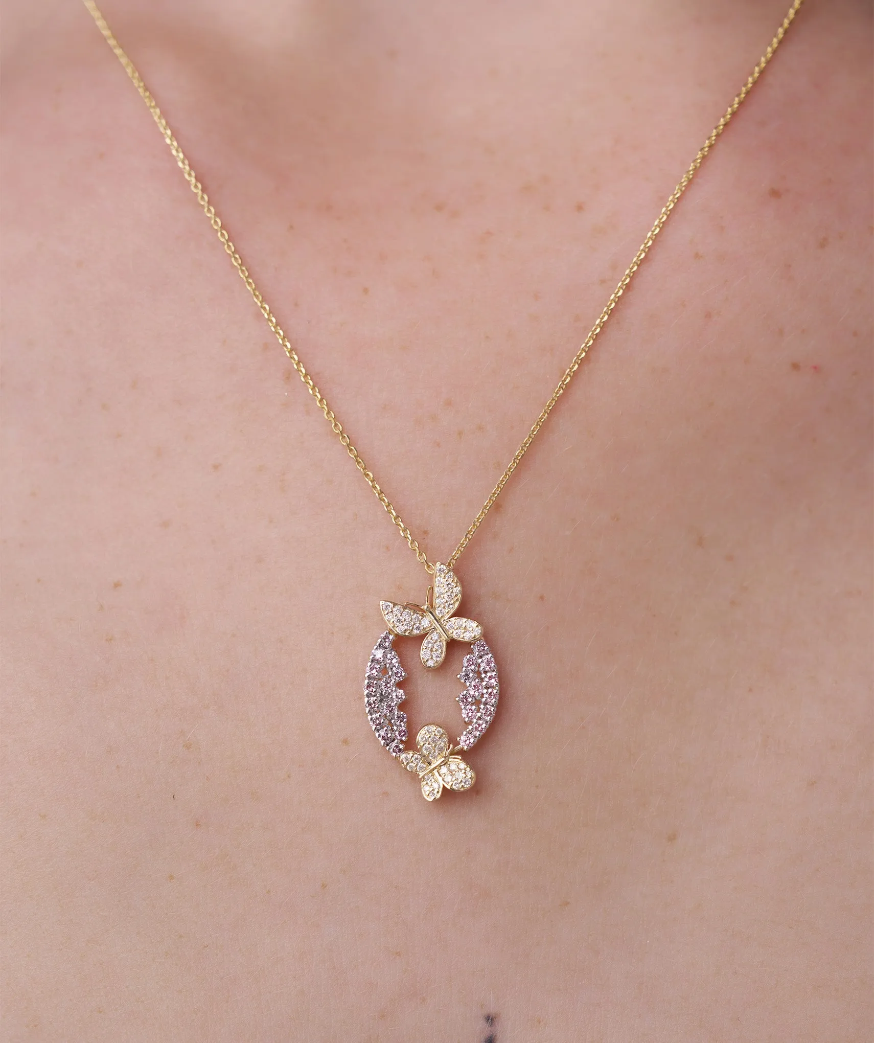 Gold Butterfly Wreath Necklace