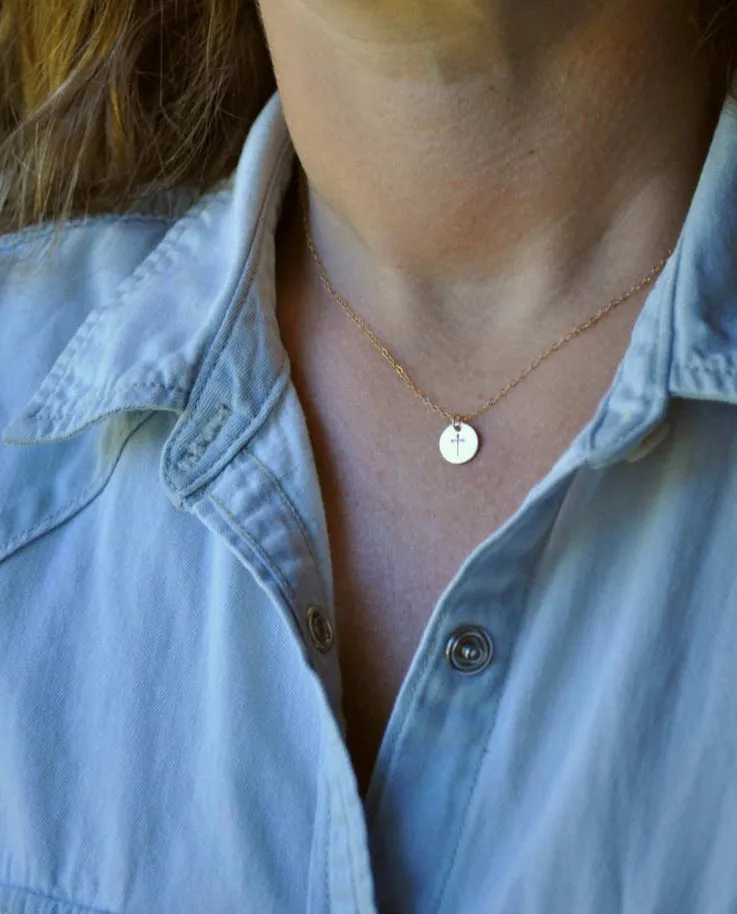 Gold Cross Necklace (17")