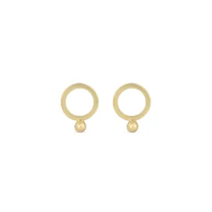 Gold Dot Circle Stud Earrings