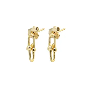 Gold double link earrings