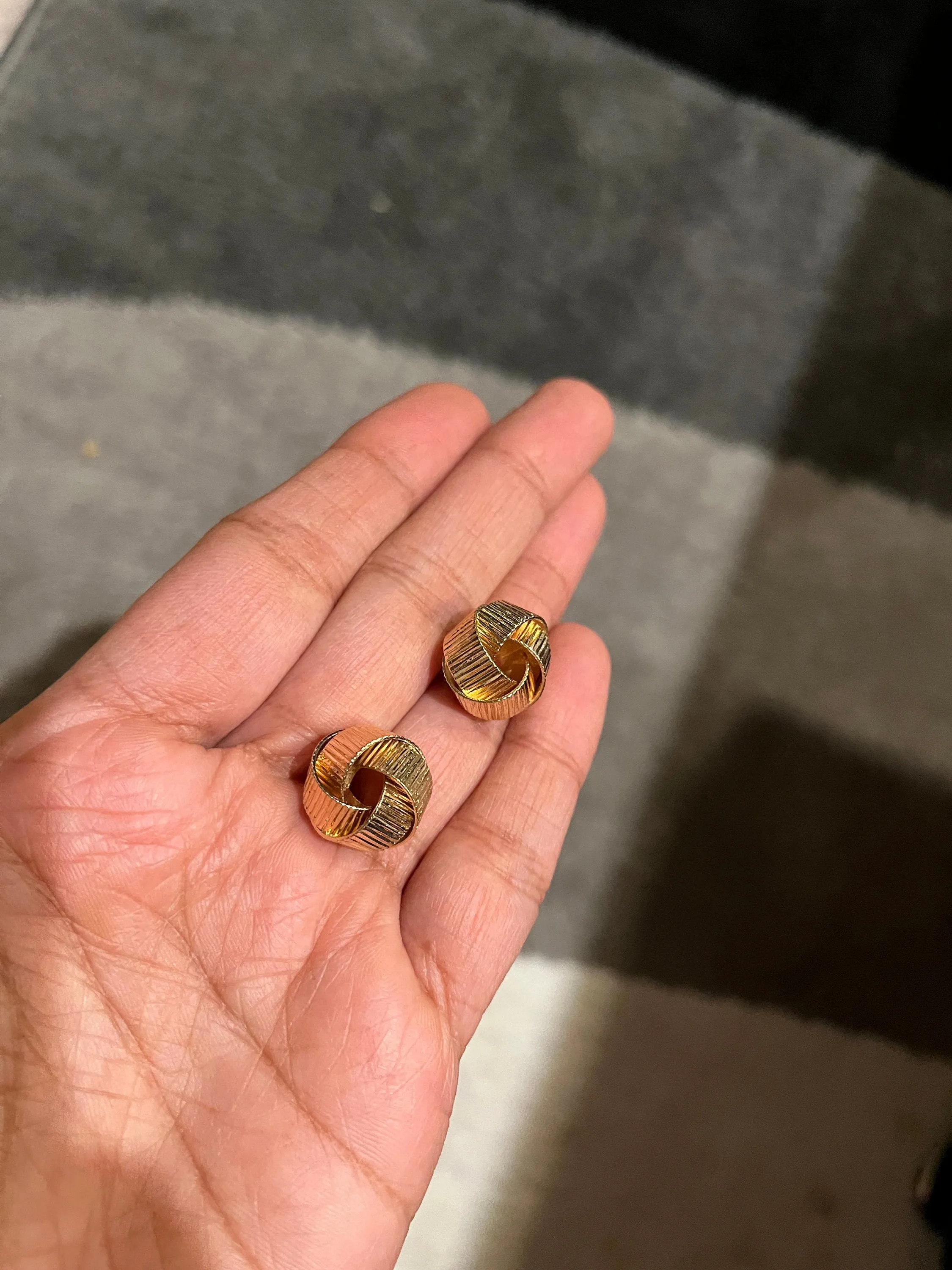 gold earrings , gold studs  metal earring gold knot bow stud earring ,  gold earrings , abstract chunky gold studs big