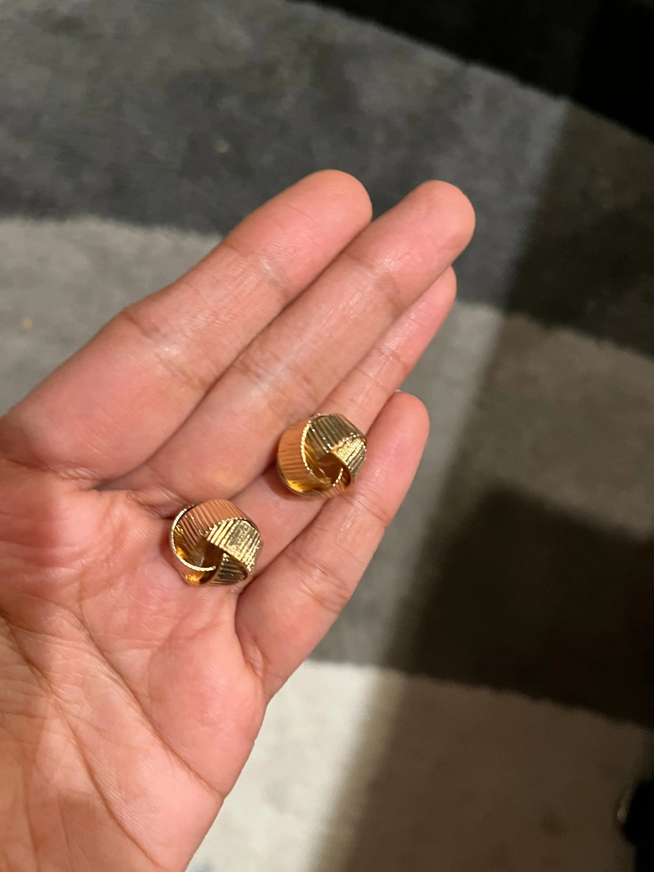 gold earrings , gold studs  metal earring gold knot bow stud earring ,  gold earrings , abstract chunky gold studs big