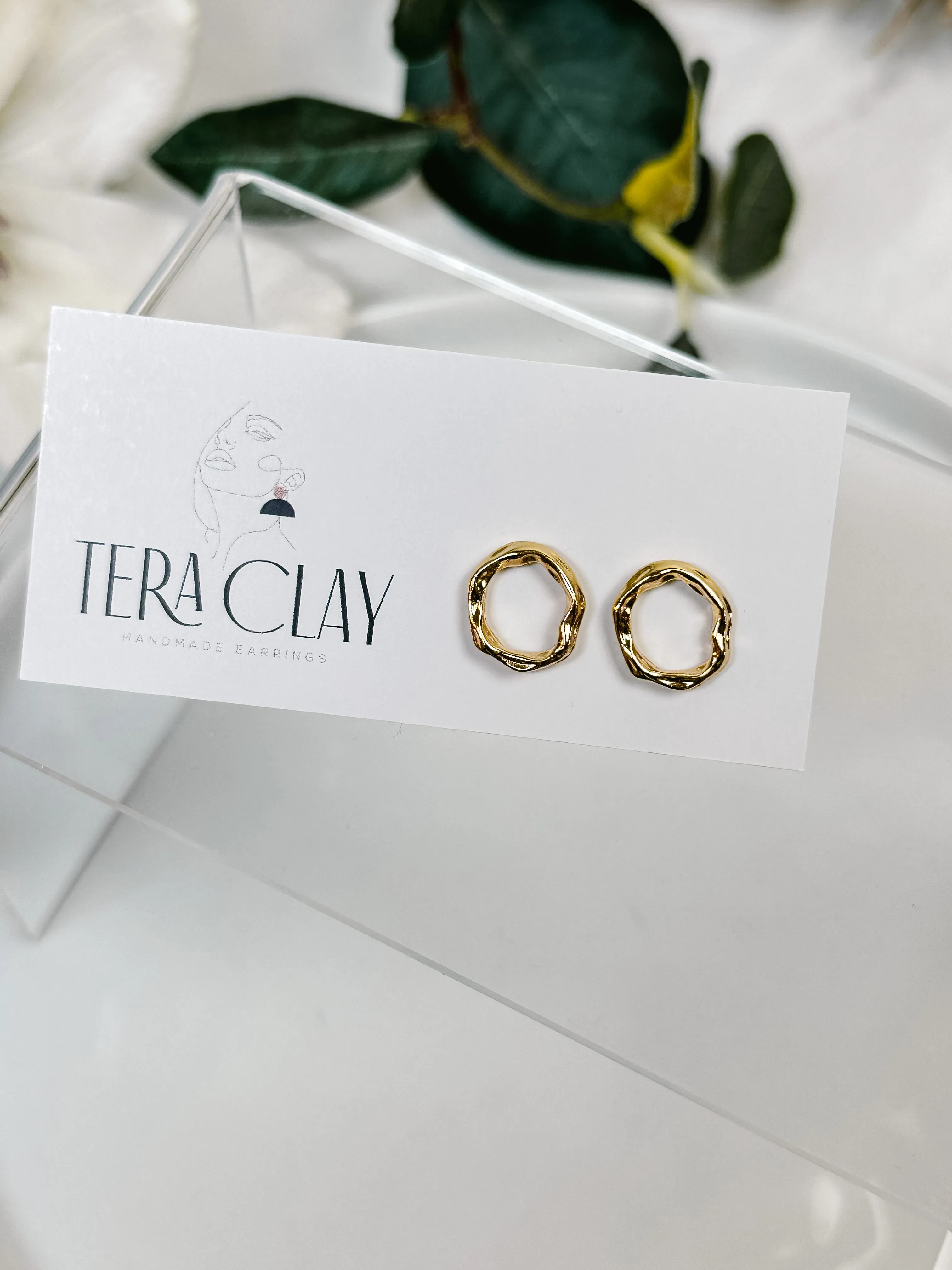 Gold-Plated Organic Circle Studs
