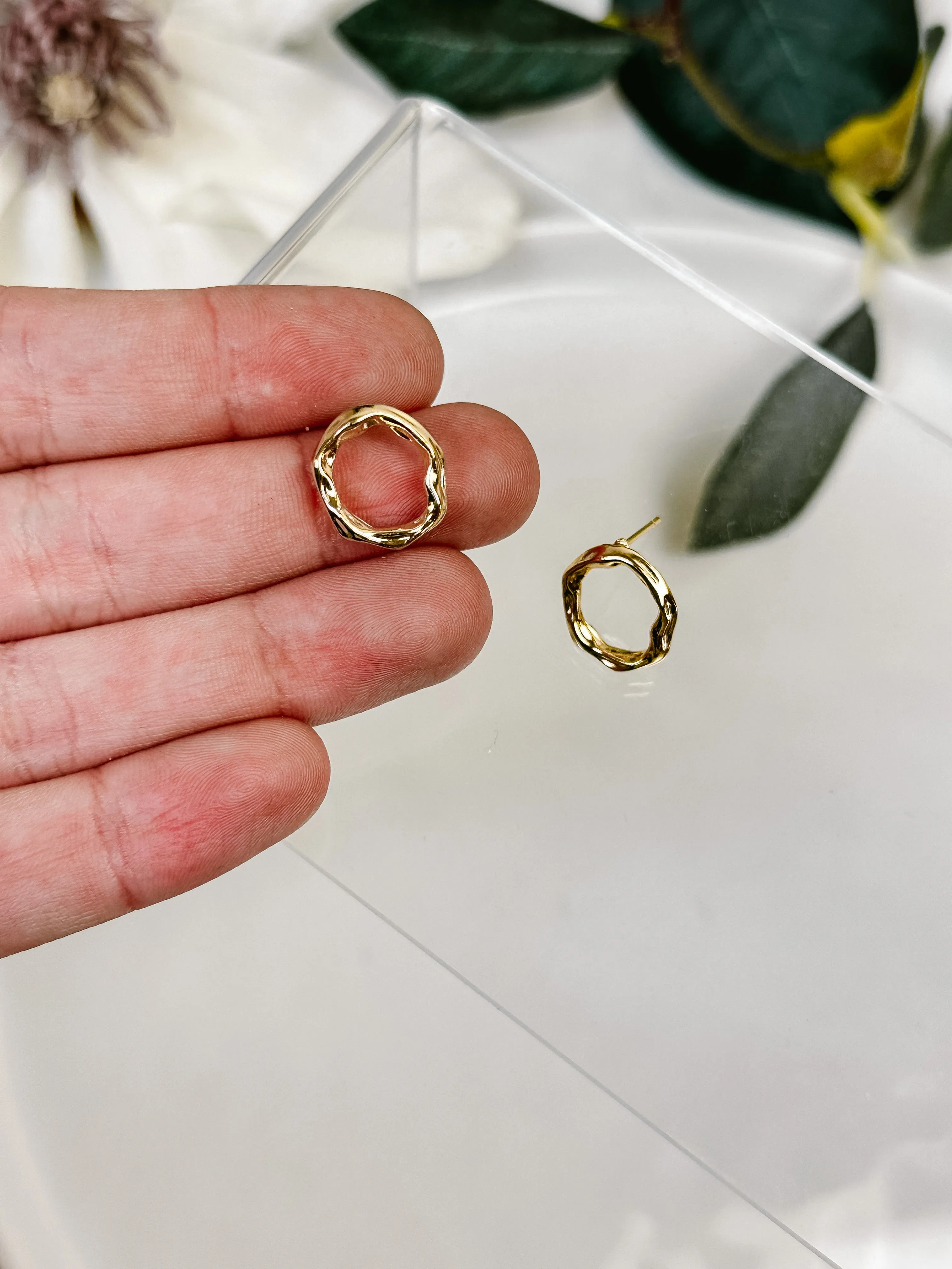 Gold-Plated Organic Circle Studs