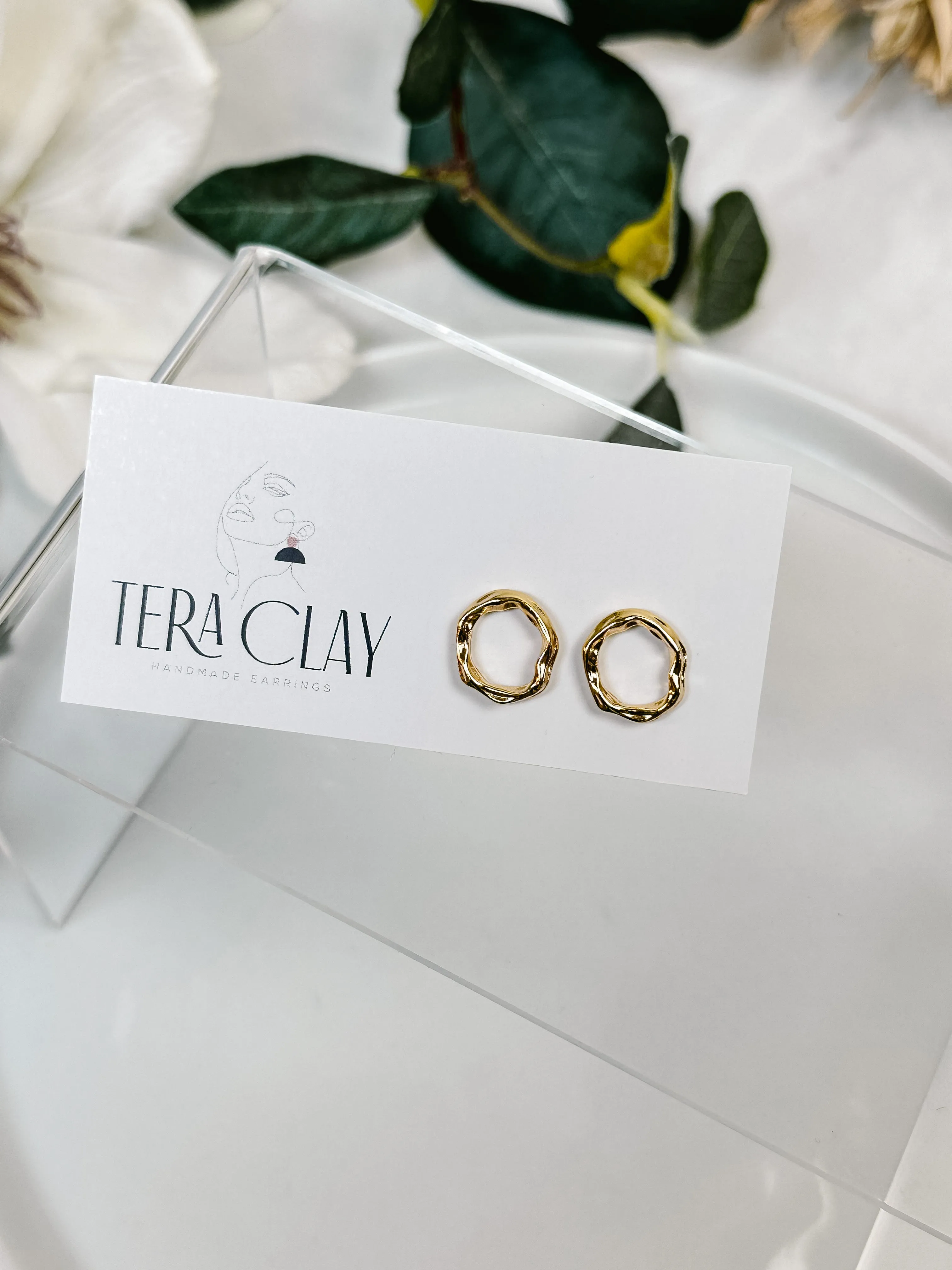 Gold-Plated Organic Circle Studs