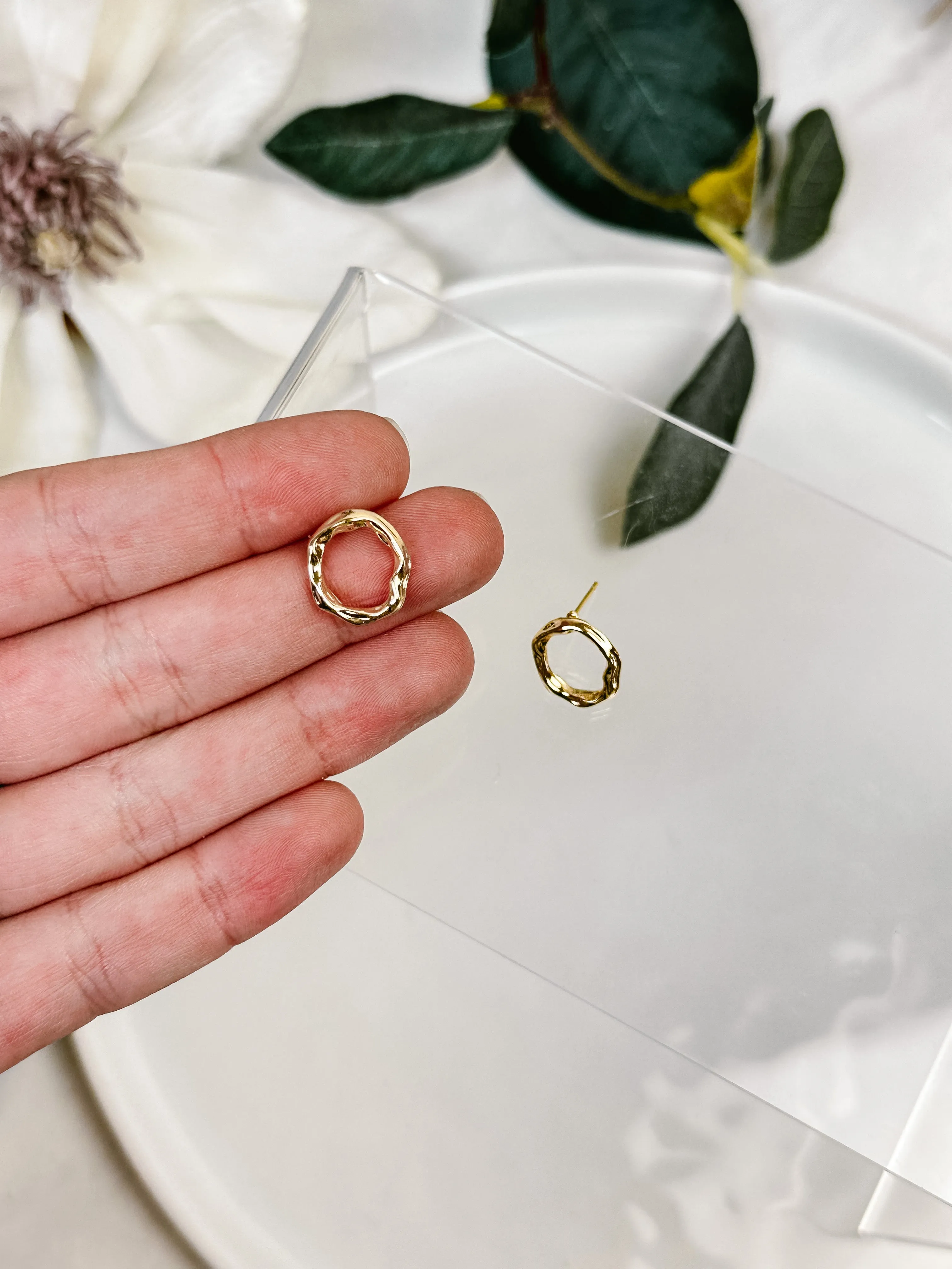Gold-Plated Organic Circle Studs