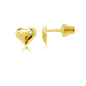 Gold Plated Puff Heart Earrings