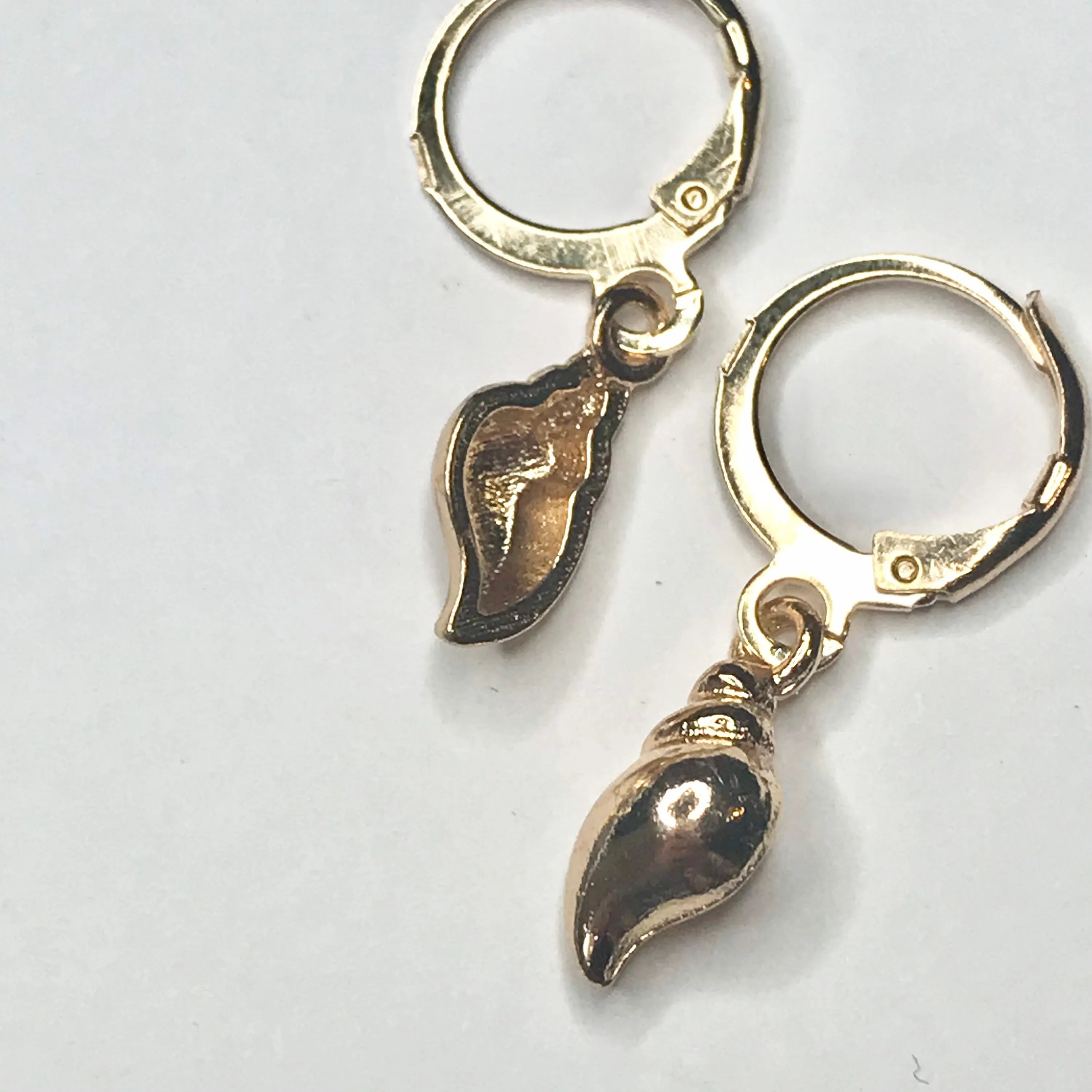 Gold Plated Shell Drop Earrings -  Abstract Earrings,Unique Earrings,Hanging Jewellery,Gold Accessories,Gold Jewellery,Gold Earrings