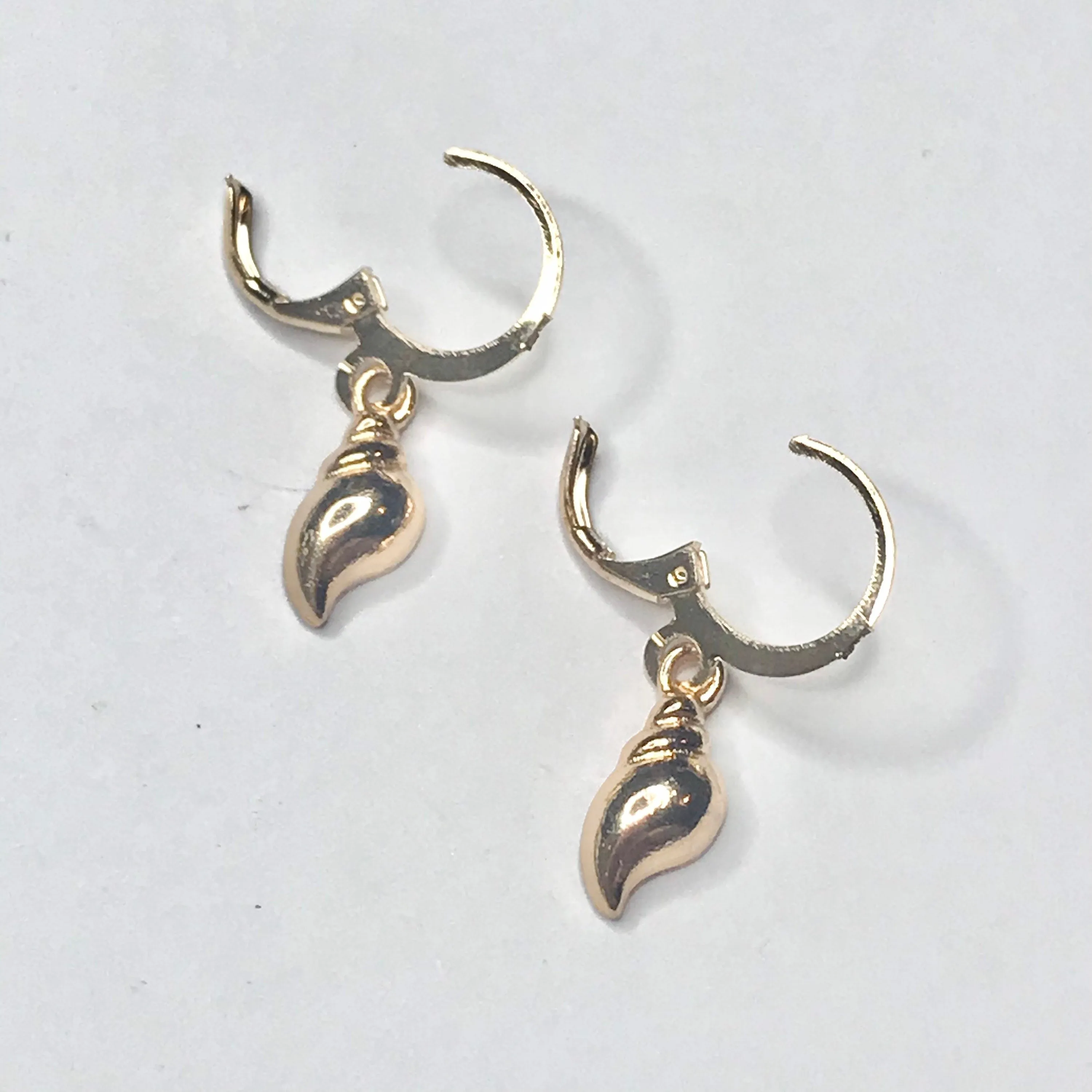 Gold Plated Shell Drop Earrings -  Abstract Earrings,Unique Earrings,Hanging Jewellery,Gold Accessories,Gold Jewellery,Gold Earrings