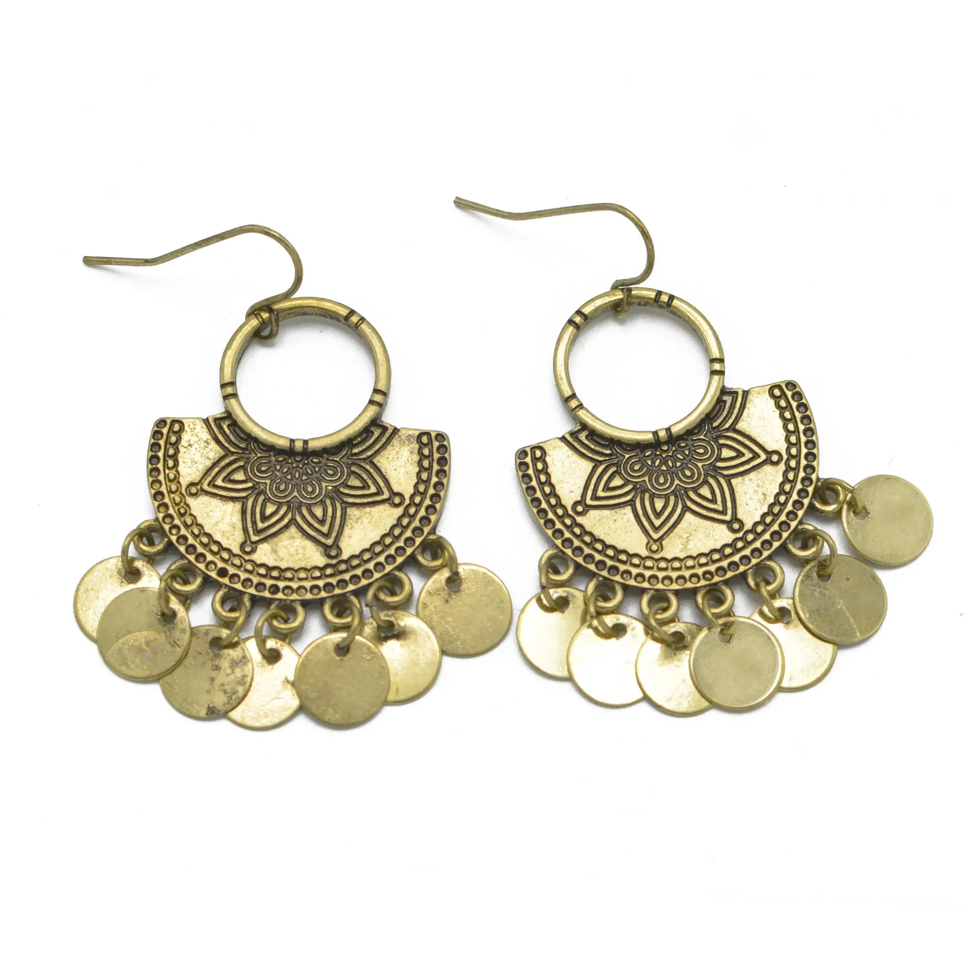 GOLD ROUND DISK EARRINGS#SQ285-17071G (GF8)