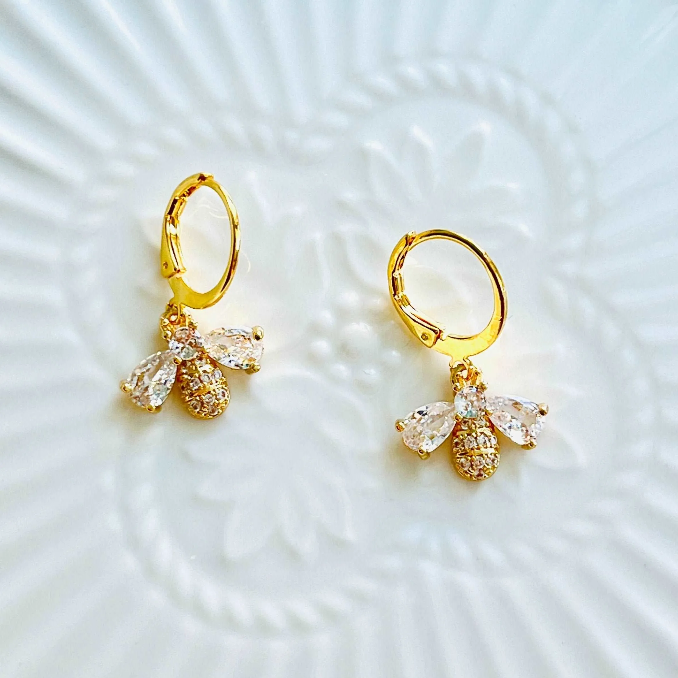 Golden Bee Drop Earrings
