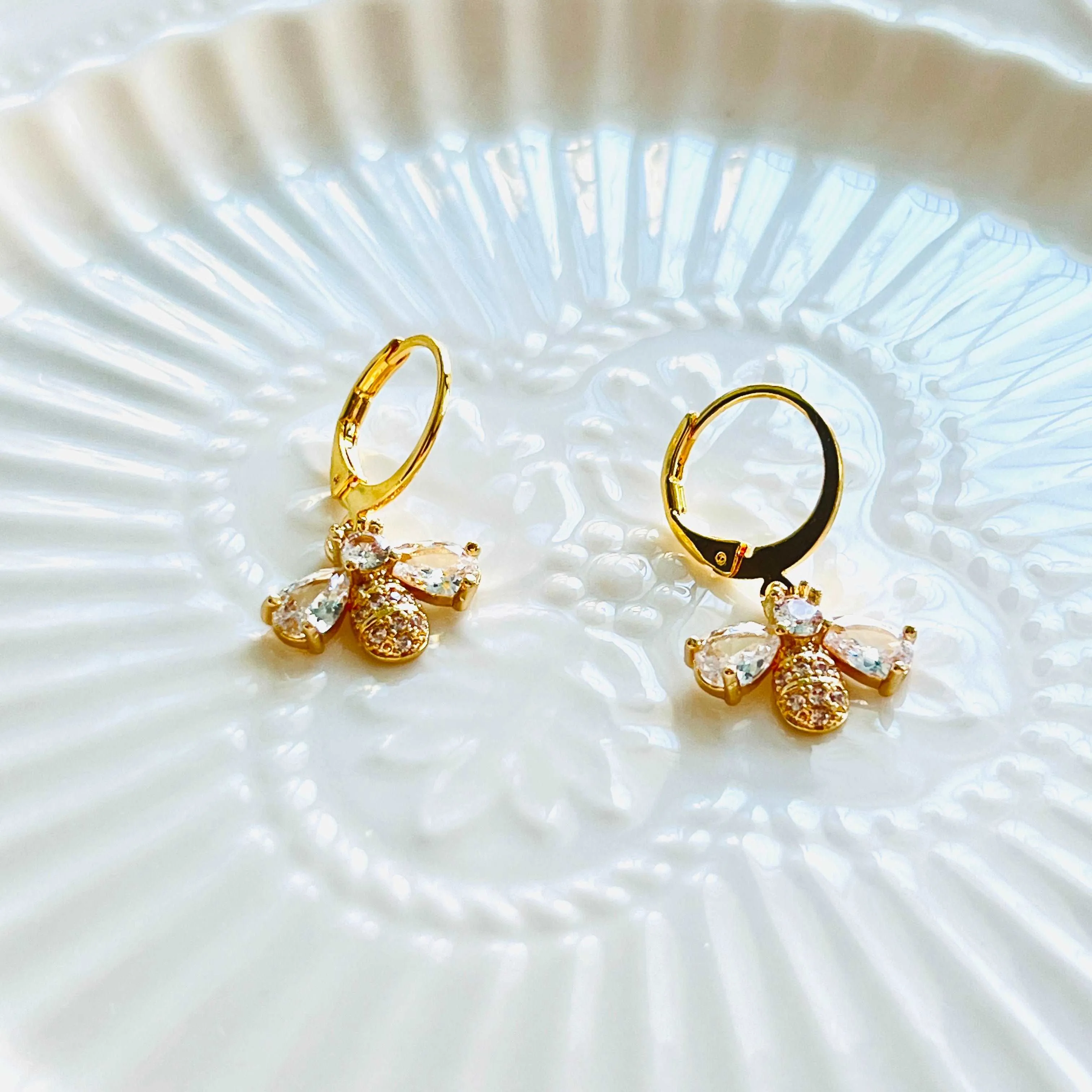 Golden Bee Drop Earrings