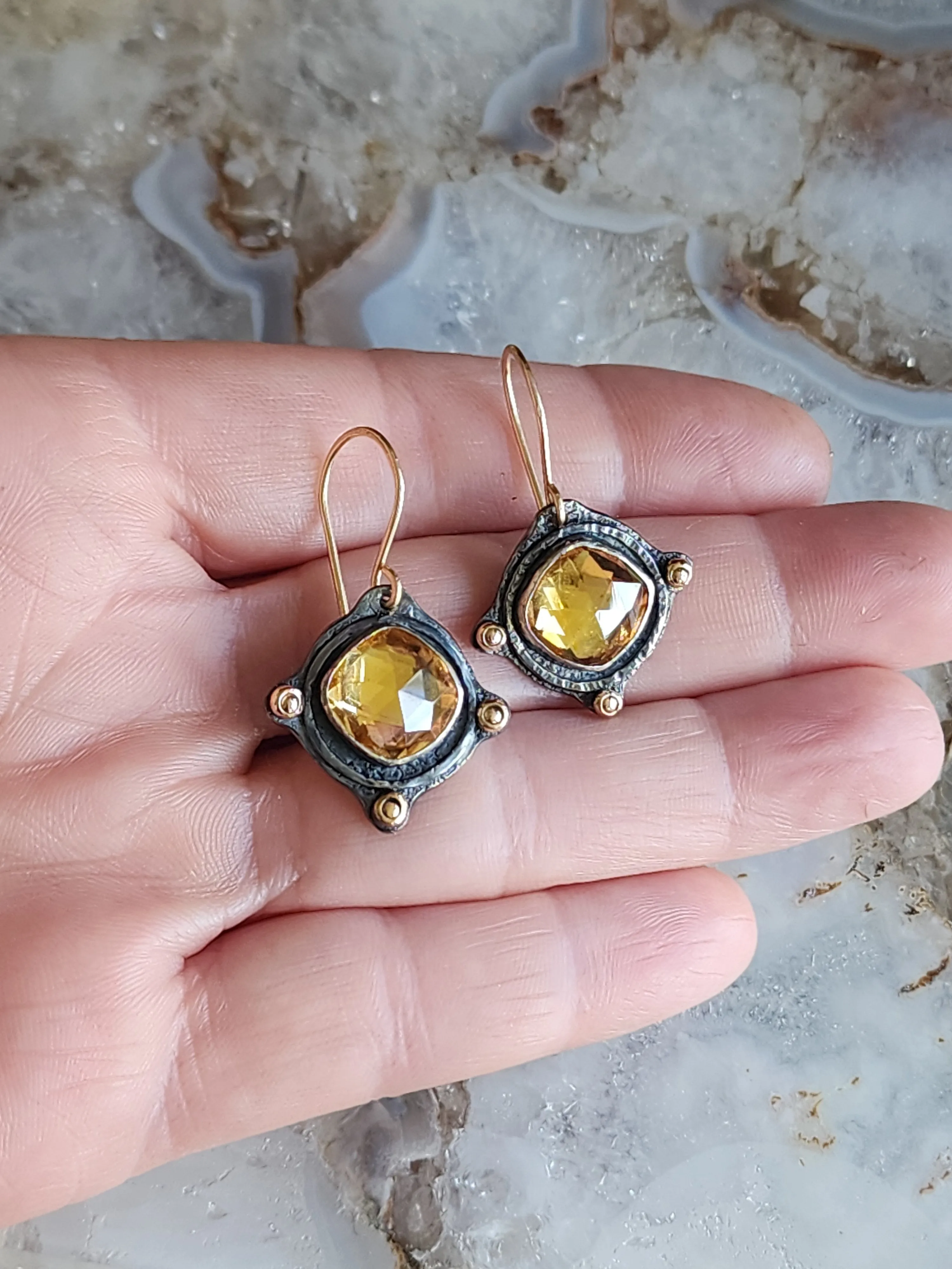 Golden Citrine Gemstone Earrings