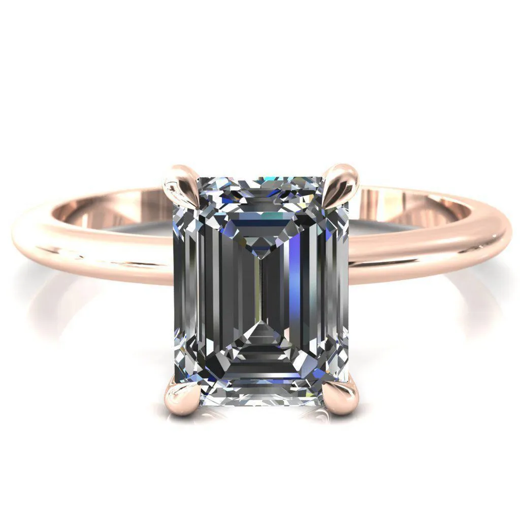 Gracey Emerald Center Stone 4-Claw Prong Engagement Ring