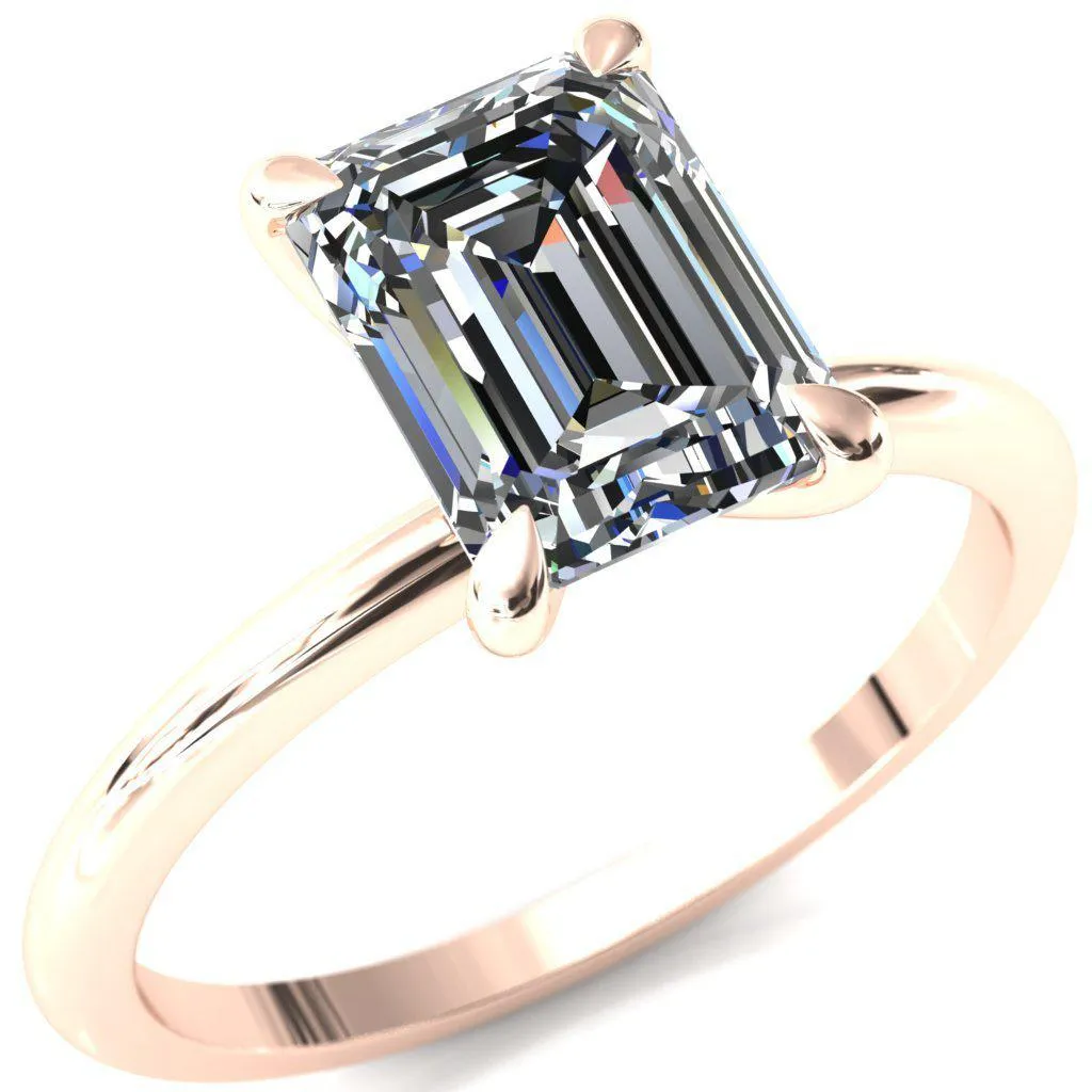 Gracey Emerald Center Stone 4-Claw Prong Engagement Ring