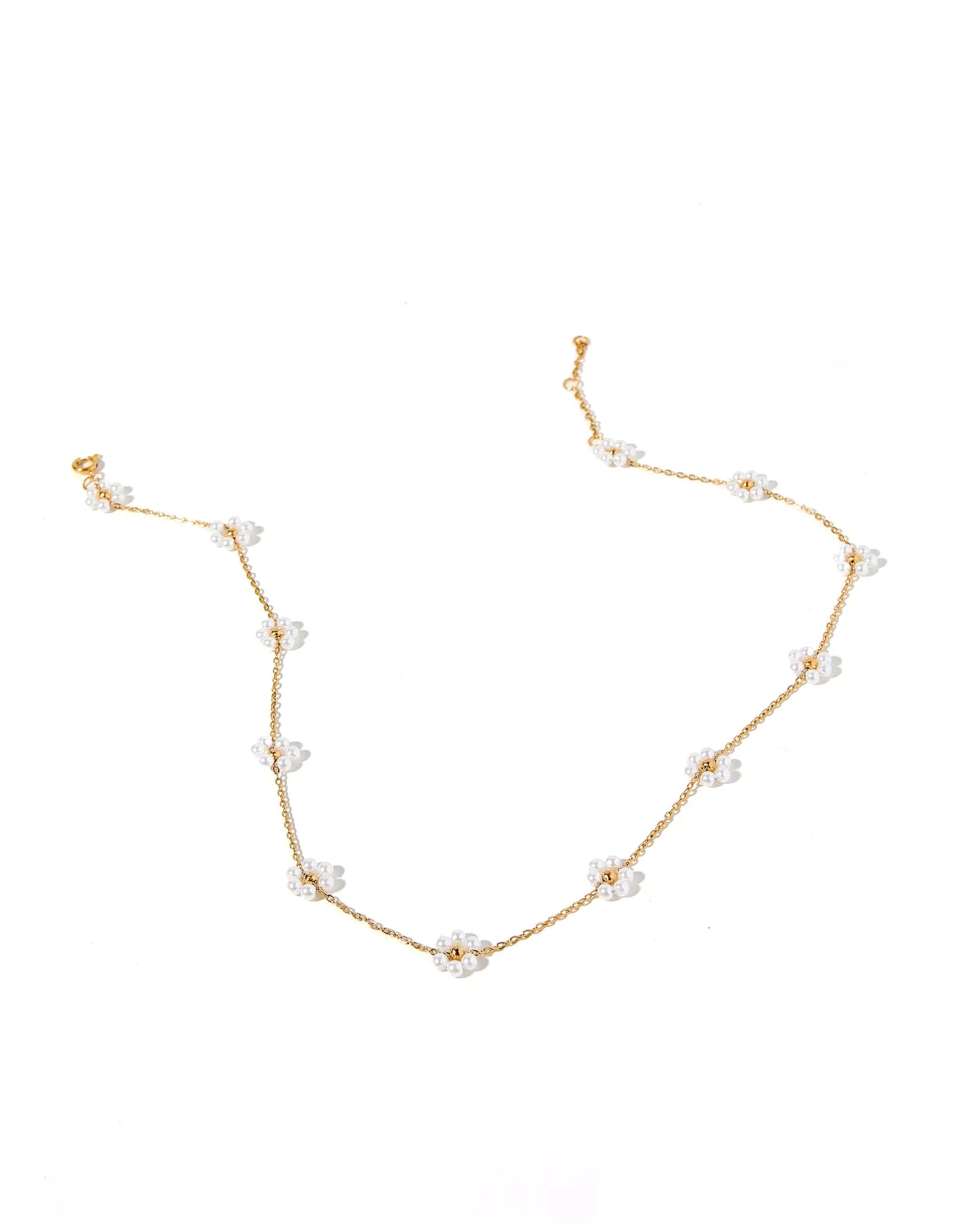 Gracie Flower Necklace- Pearl