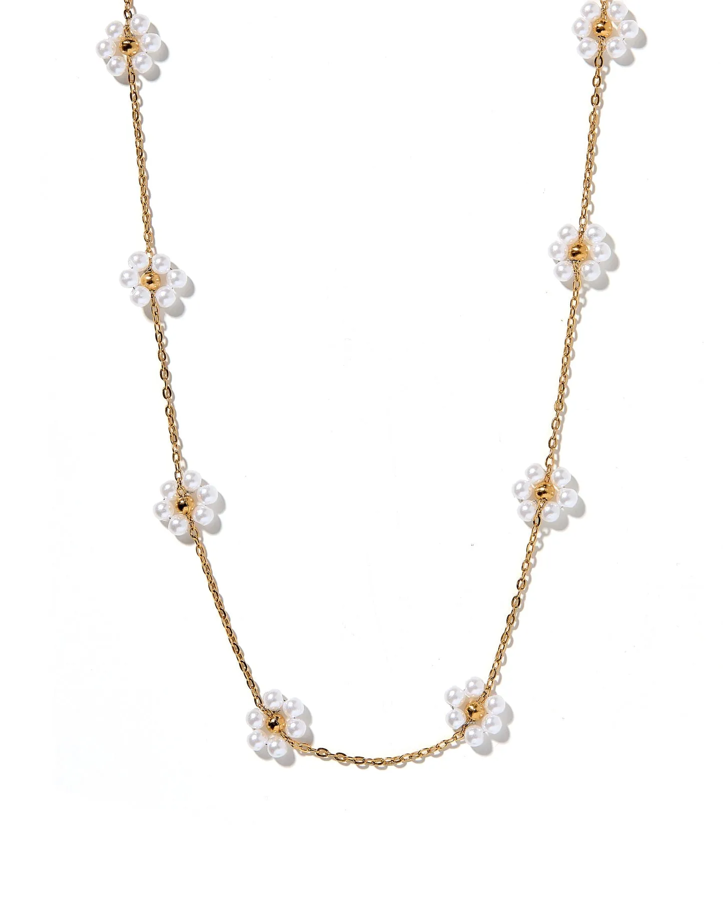 Gracie Flower Necklace- Pearl