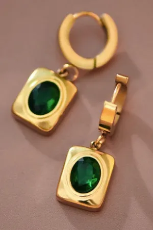 Green Holiday Drop Earrings