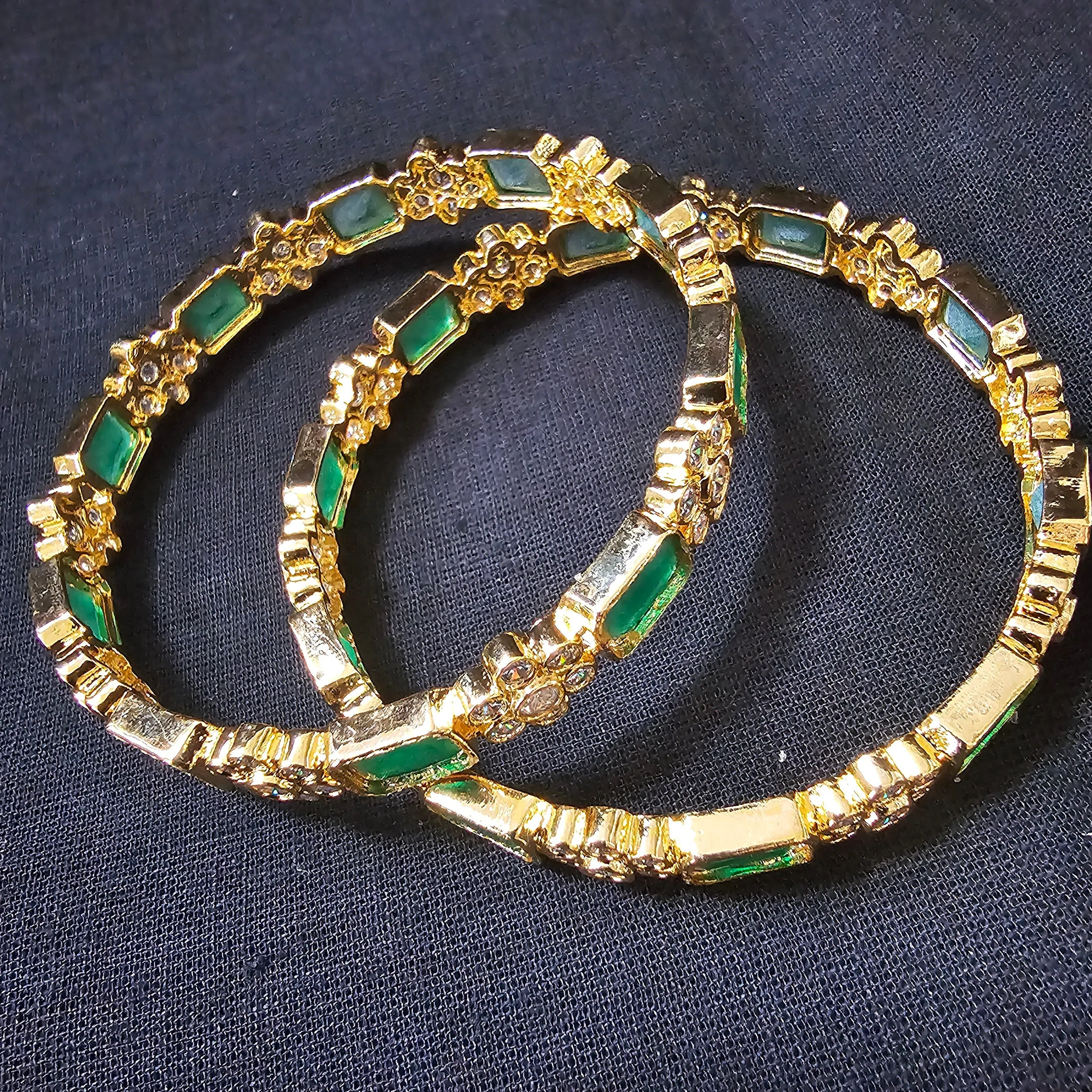 gREEN STONES Gold Plated