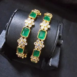 gREEN STONES Gold Plated