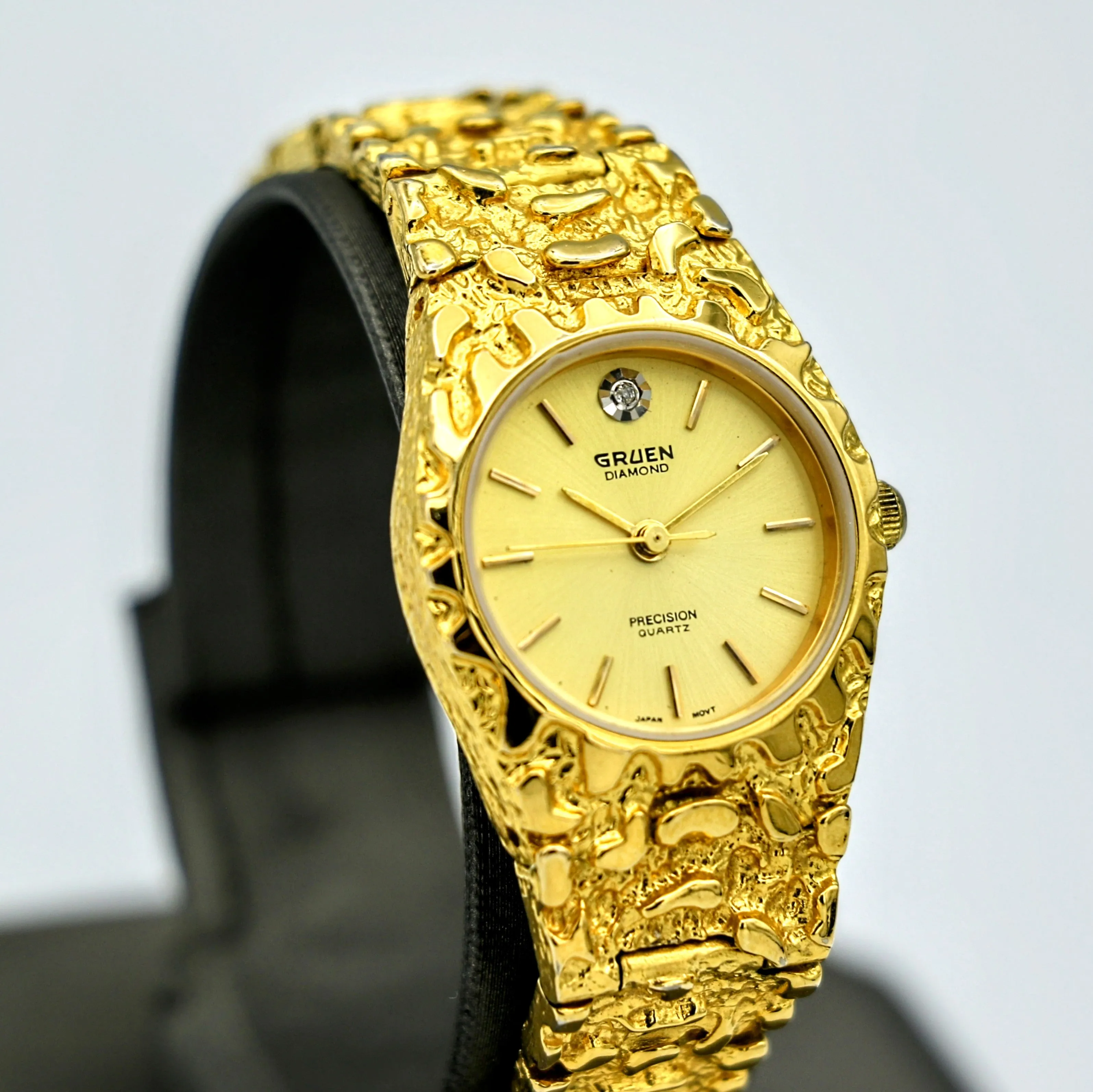 GRUEN Diamond Precision Ladies Quartz Watch Nugget Design Wristwatch