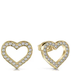 Guess Heart Frame Gold Earrings