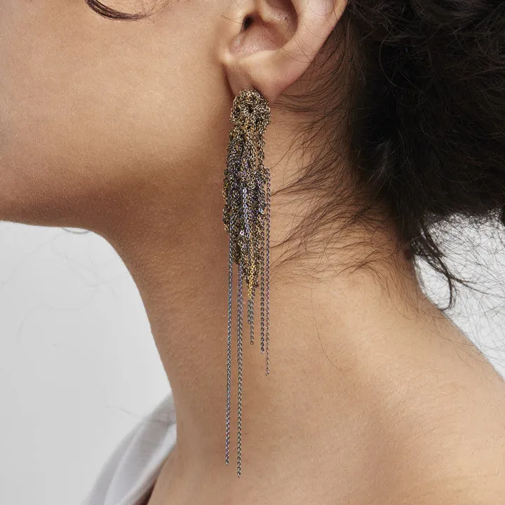 Hairy Drip Earrings in Ash   Anti-Peach