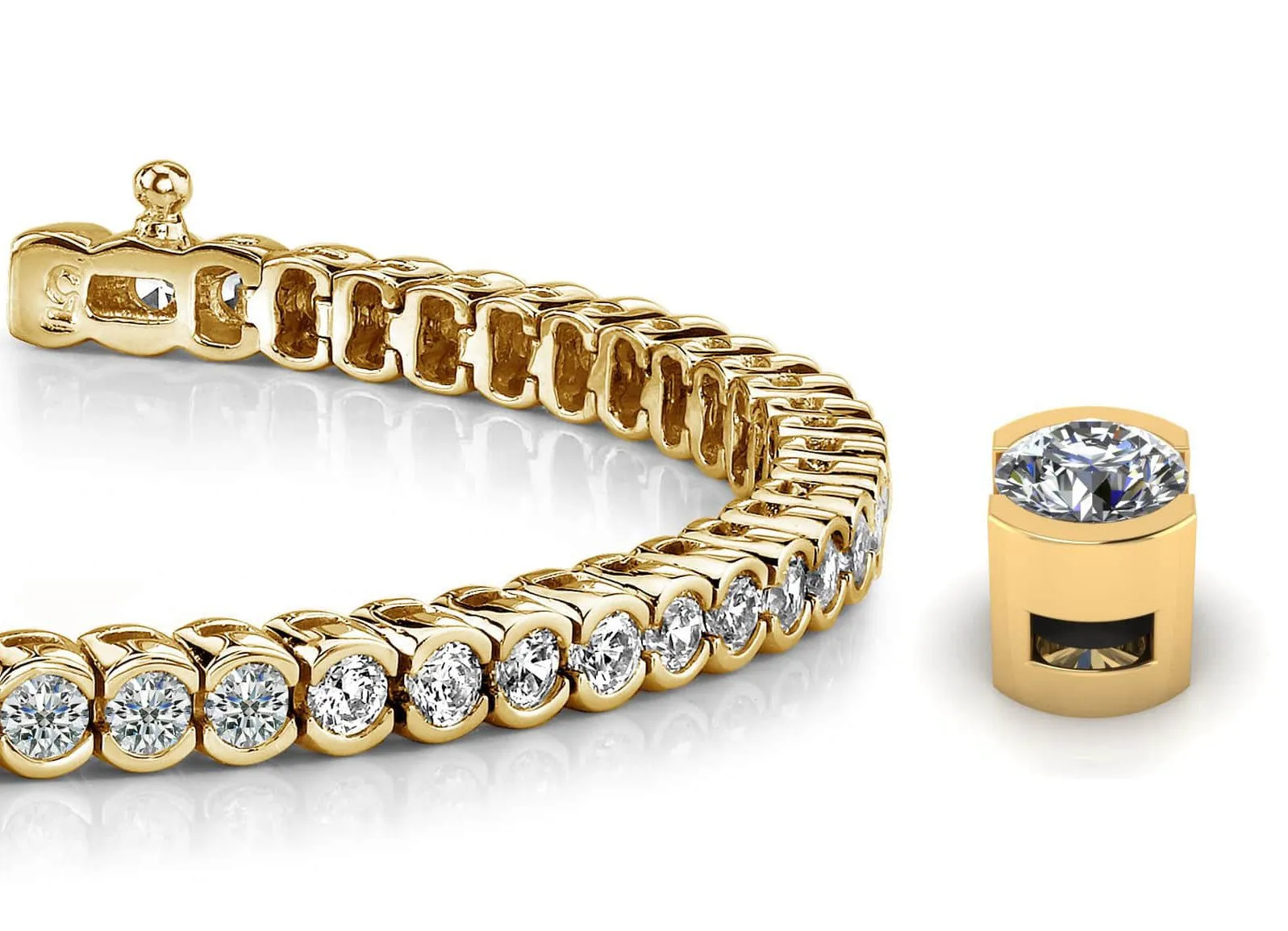 Half Bezel Confidence Lab-Grown Diamond Tennis Bracelet with 8.05 ct.(finished) 3.7mm