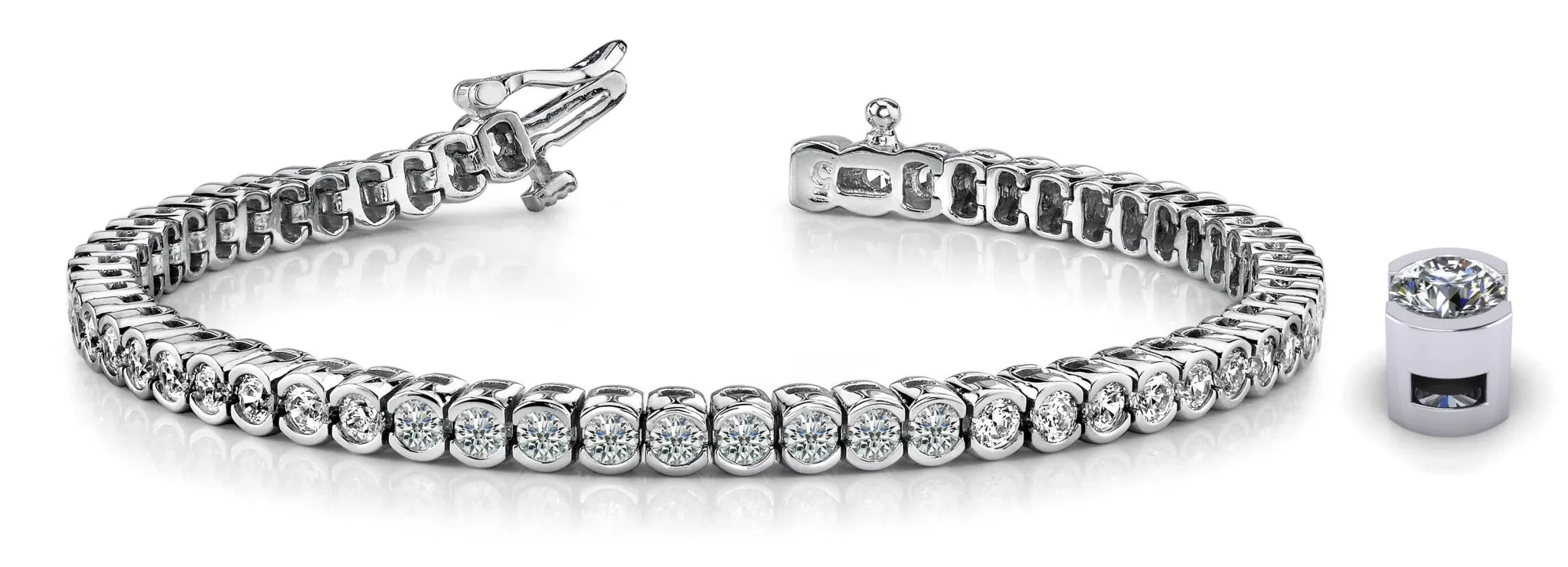 Half Bezel Confidence Lab-Grown Diamond Tennis Bracelet with 8.05 ct.(finished) 3.7mm