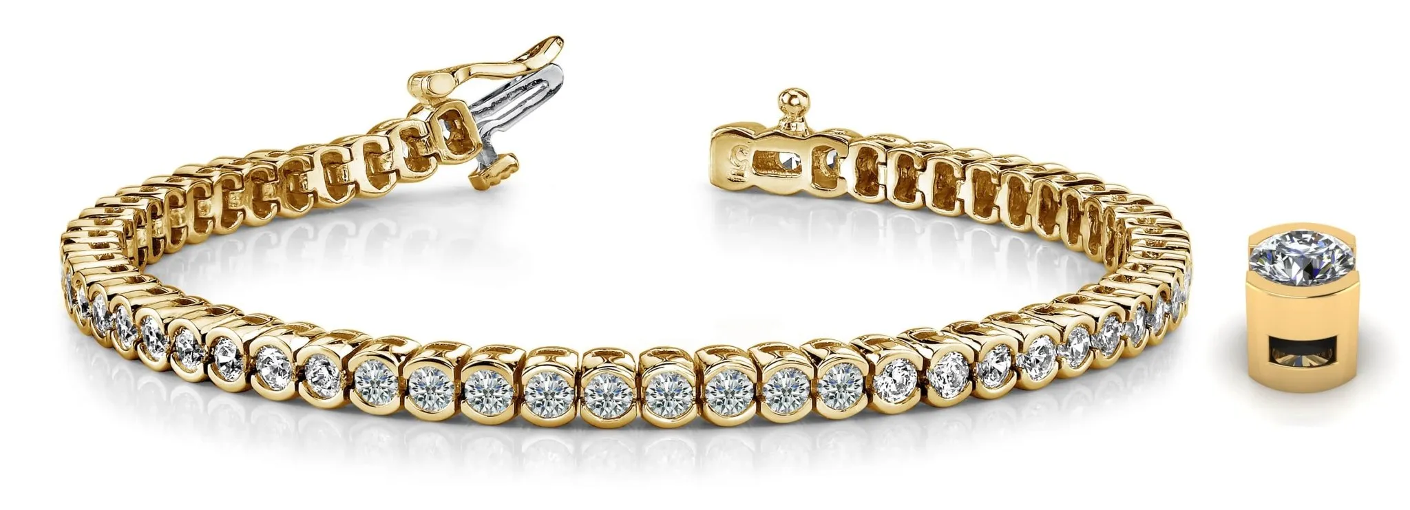 Half Bezel Confidence Lab-Grown Diamond Tennis Bracelet with 8.05 ct.(finished) 3.7mm