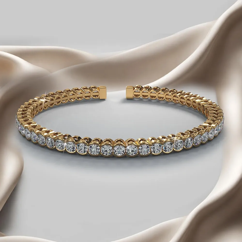 Half Bezel Set Flexible Lab-Grown Diamond Bangle with 3.03 ct.(finished) 2.5mm