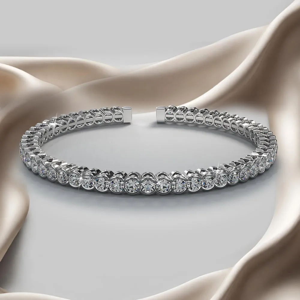 Half Bezel Set Flexible Lab-Grown Diamond Bangle with 3.03 ct.(finished) 2.5mm