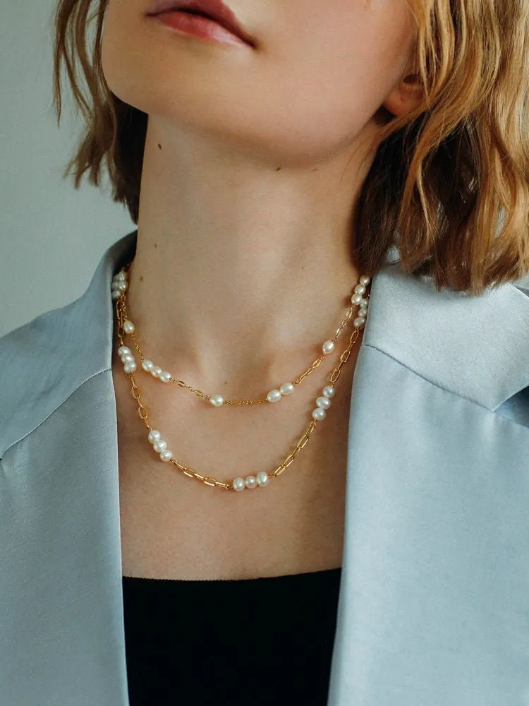 Handcrafted Chain Pearl Necklace Type I