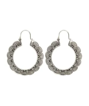 Handcrafted Floral Hoop Earrings - Hypoallergenic Brass and Silver Plated Design