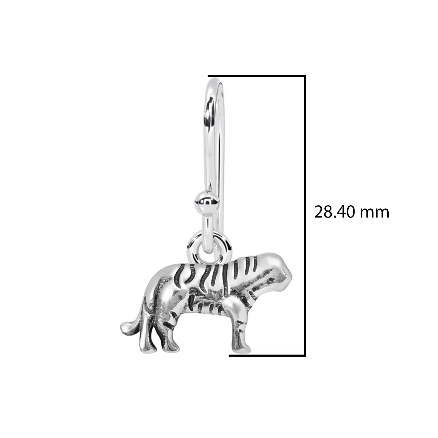 Handmade Silver Tiger Dangle Earrings 925 Sterling Silver Cute Animal Dangle Tiger Earrings Animal Jewelry