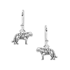 Handmade Silver Tiger Dangle Earrings 925 Sterling Silver Cute Animal Dangle Tiger Earrings Animal Jewelry