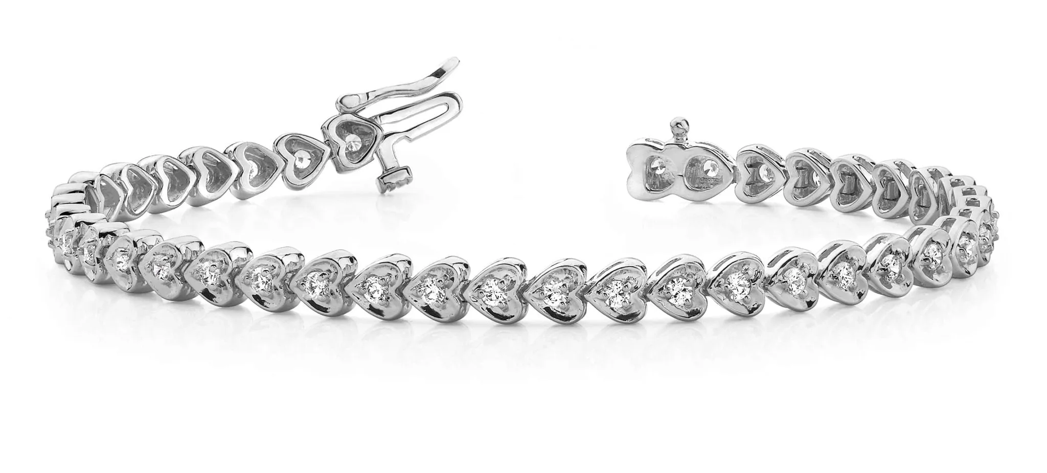 Heart Link Lab-Grown Diamond Bracelet with 1.98 ct.(finished) 2.5mm