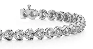 Heart Link Lab-Grown Diamond Bracelet with 1.98 ct.(finished) 2.5mm