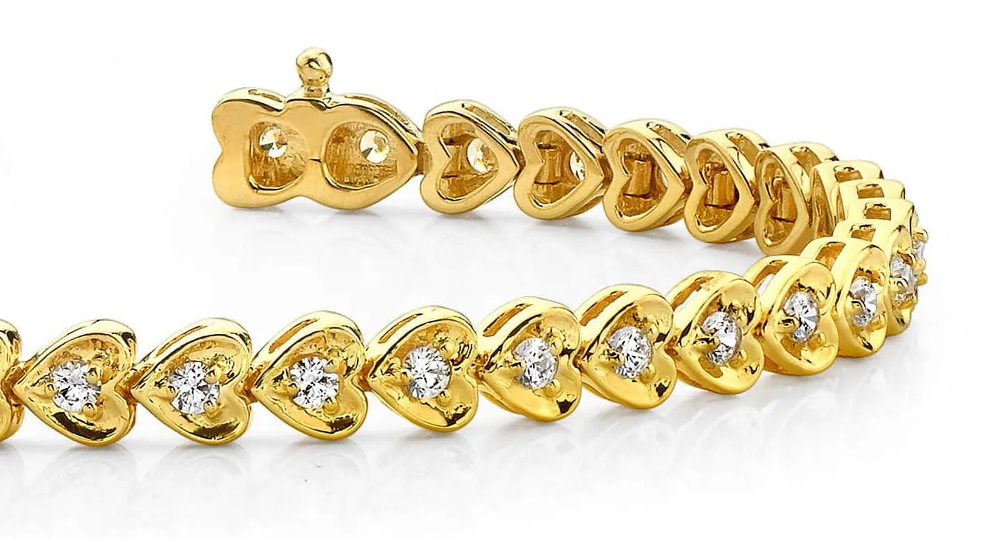 Heart Link Lab-Grown Diamond Bracelet with 1.98 ct.(finished) 2.5mm