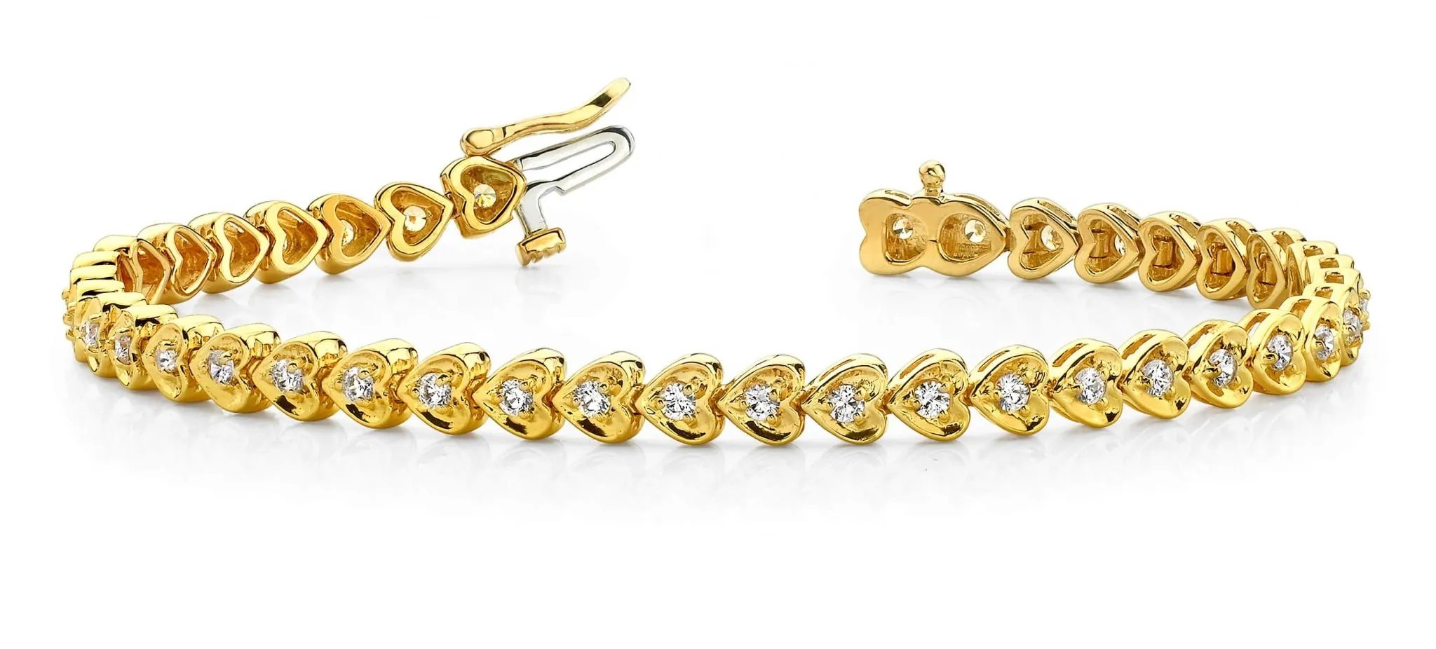 Heart Link Lab-Grown Diamond Bracelet with 1.98 ct.(finished) 2.5mm