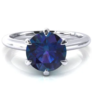 Hennie Round Alexandrite 6 Claw Prong High Shoulder Solitaire Ring