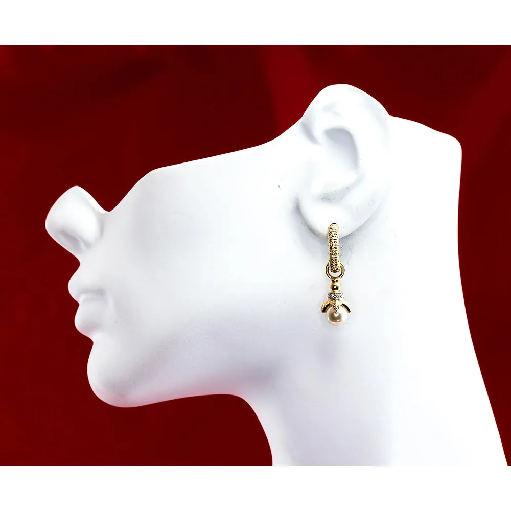 Hooped Earrings with Cream Faux Pearl