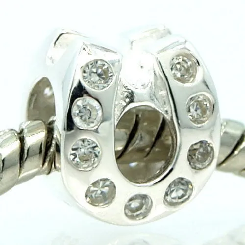 Horseshoe Charm European Bead Compatible for Most European Snake Chain Bracelet